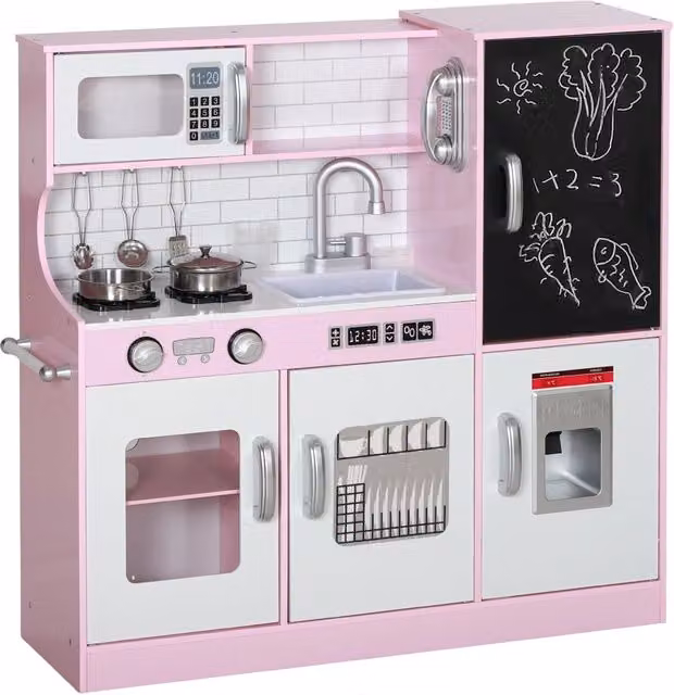 Cucina Giocattolo con Accessori XYLO in Legno Rosa L: 83,8 cm, P: 26,8 cm, H: 81 cm