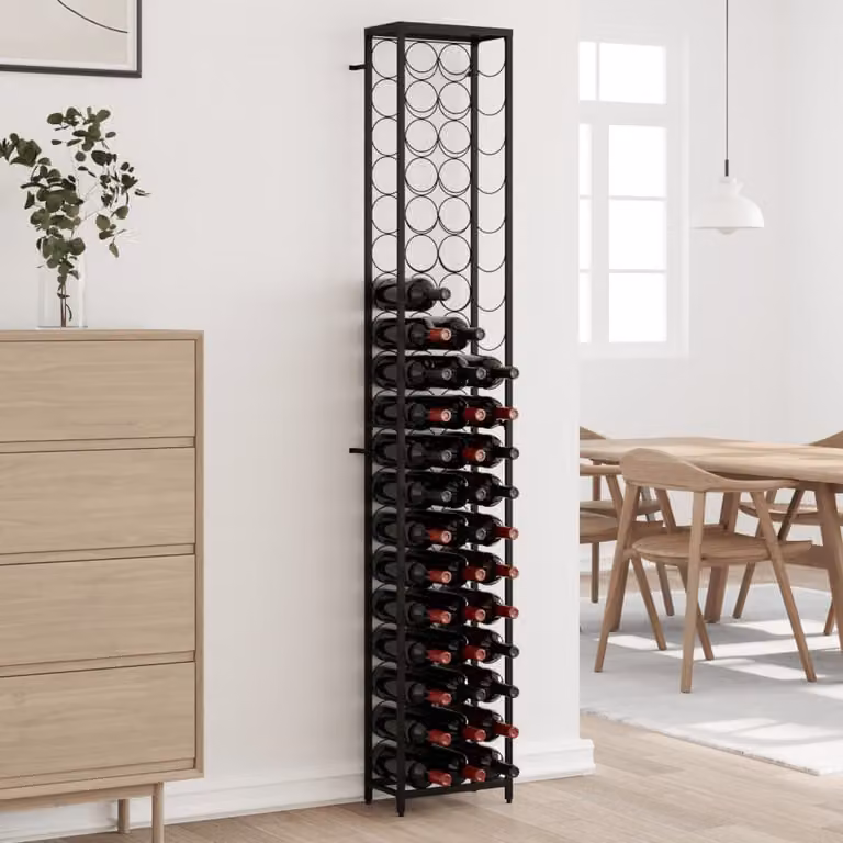 Portavini vidaXL per 57 bottiglie in metallo nero L: 34 cm, P: 18 cm, H: 200 cm