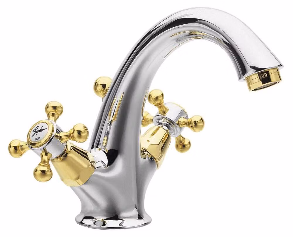 Sapho Reitano Rubinetteria Antea - Miscelatore per lavabo Antea con bocca di erogazione, cromo/oro 3272