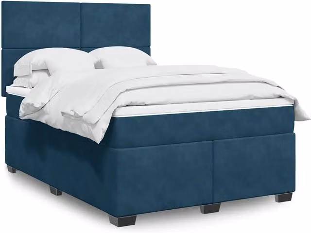 Giroletto a Molle con Materasso Blu 140x190 cm in Velluto 3293204
