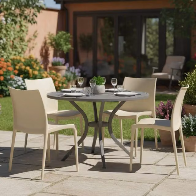 Grover, Sedia da Esterno 4 Sedie Made in Italy, Beige