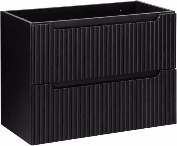 Mobile sotto lavabo da bagno VANO – 2 cassetti – Nero opaco – L80 × P39 × H57 cm – Da appendere
