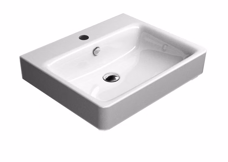 Sapho GSI Sand - Lavabo in Vetroceramica 600x500 mm, Extraglaze, bianco 9031111