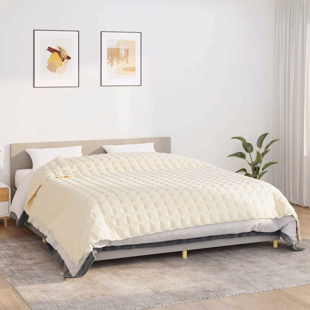 Coperta Ponderata vidaXL in Microfibra Beige, L 220 cm x P 260 cm, 15 kg, Traspirante e Anallergica