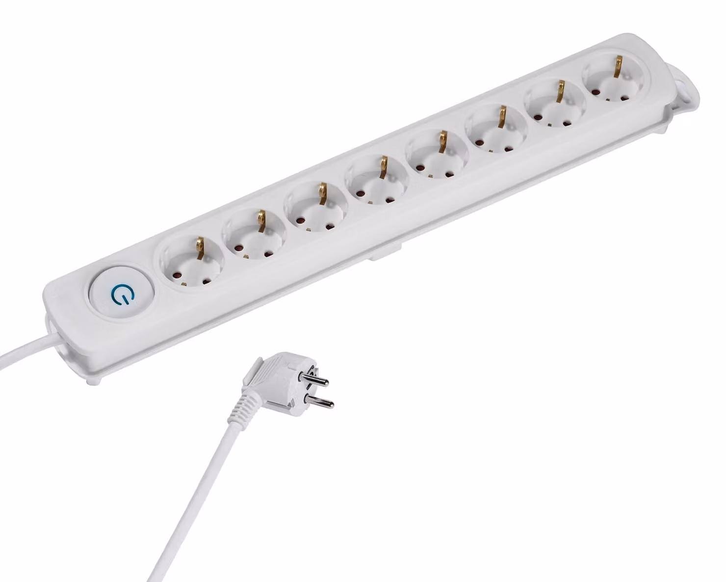 VIVanco™Multipresa Bianca Con 8 Schuko, Cavo 1,4 M, ON/OFF E Avvolgicavo