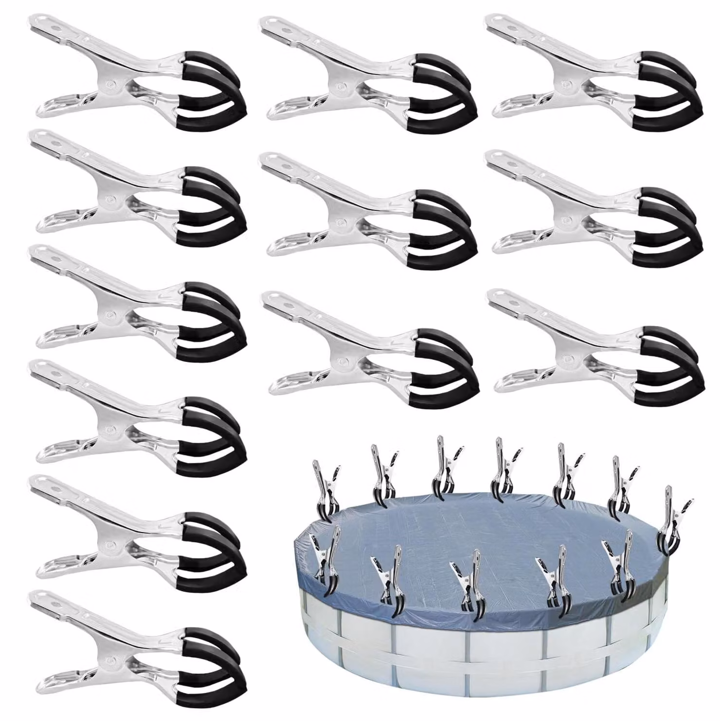 Solidchoice - Set di 12 morsetti metallici per coperture di piscine