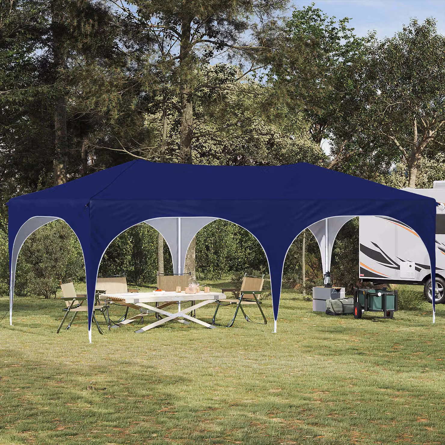 Tenda per feste pop-up vidaXL in tessuto Oxford blu L: 575 cm, P: 288 cm, H: 245 cm