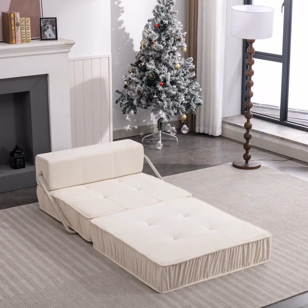 Divano letto modulare pieghevole Chicfurn in ciniglia bianco L: 186 cm, P: 93 cm, H: 44.5 cm – 2