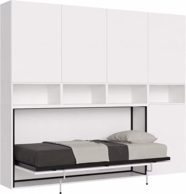 Letto a scomparsa singolo orizzontale Kando di Itamoby in legno e metallo bianco