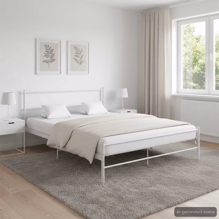 vidaXL Giroletto in Metallo Bianco per Adulti L/P: 120 x 200 cm
