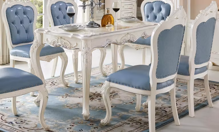 Luxus Möbel Stuhl Set 6x Stühle Gruppe Garnitur Esszimmer Sessel Chesterfield