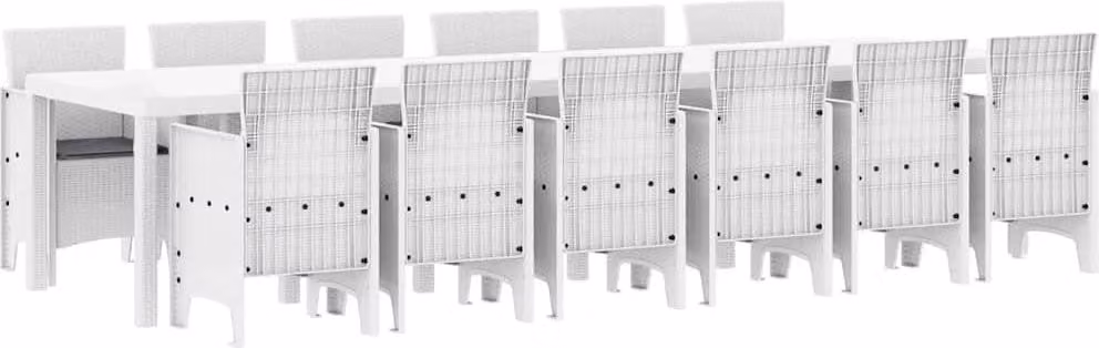 Set da Pranzo per Giardino 13 pcs Bianco Rattan Polt