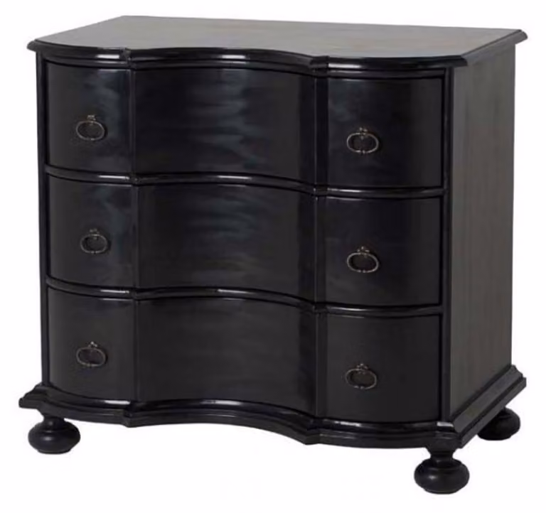 Comò in stile barocco "Casa Padrino", colore nero, con 3 cassetti, dimensioni 94 x 60 x 87 cm