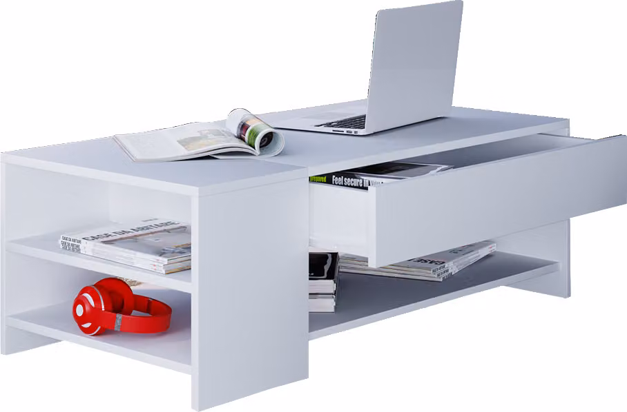 Tavolino in legno semplice | Dimensioni ca. H. 35 x W. 100 x D. 50 cm | Tavolo soggiorno con cassetto - Tindus