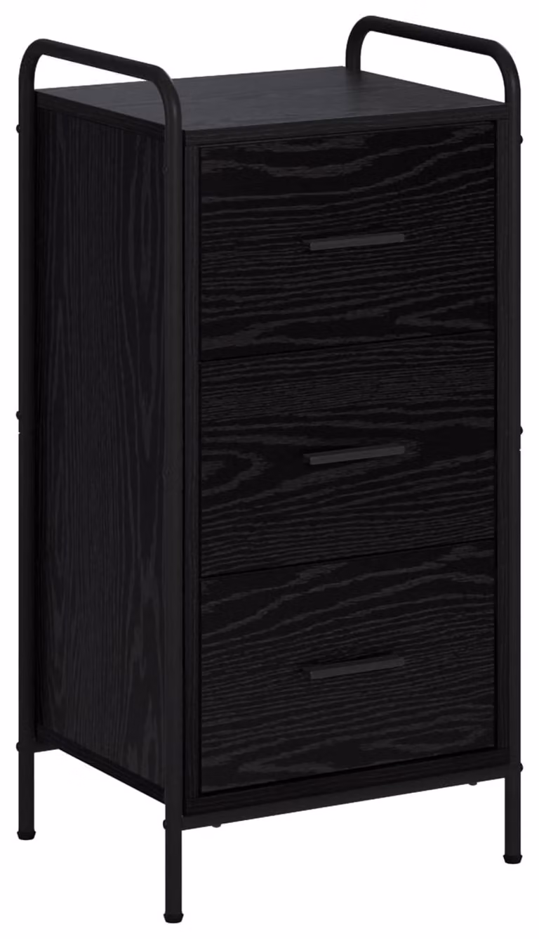 Mobile contenitore in legno impiallacciato effetto noce scuro, dimensioni 97 x 33 x 81 cm