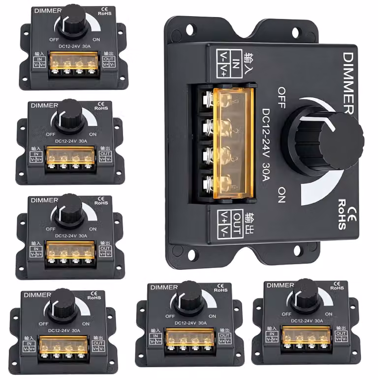 Dimmer per strisce LED, DC12V/24V, 30A, regolatore PWM per strisce luminose