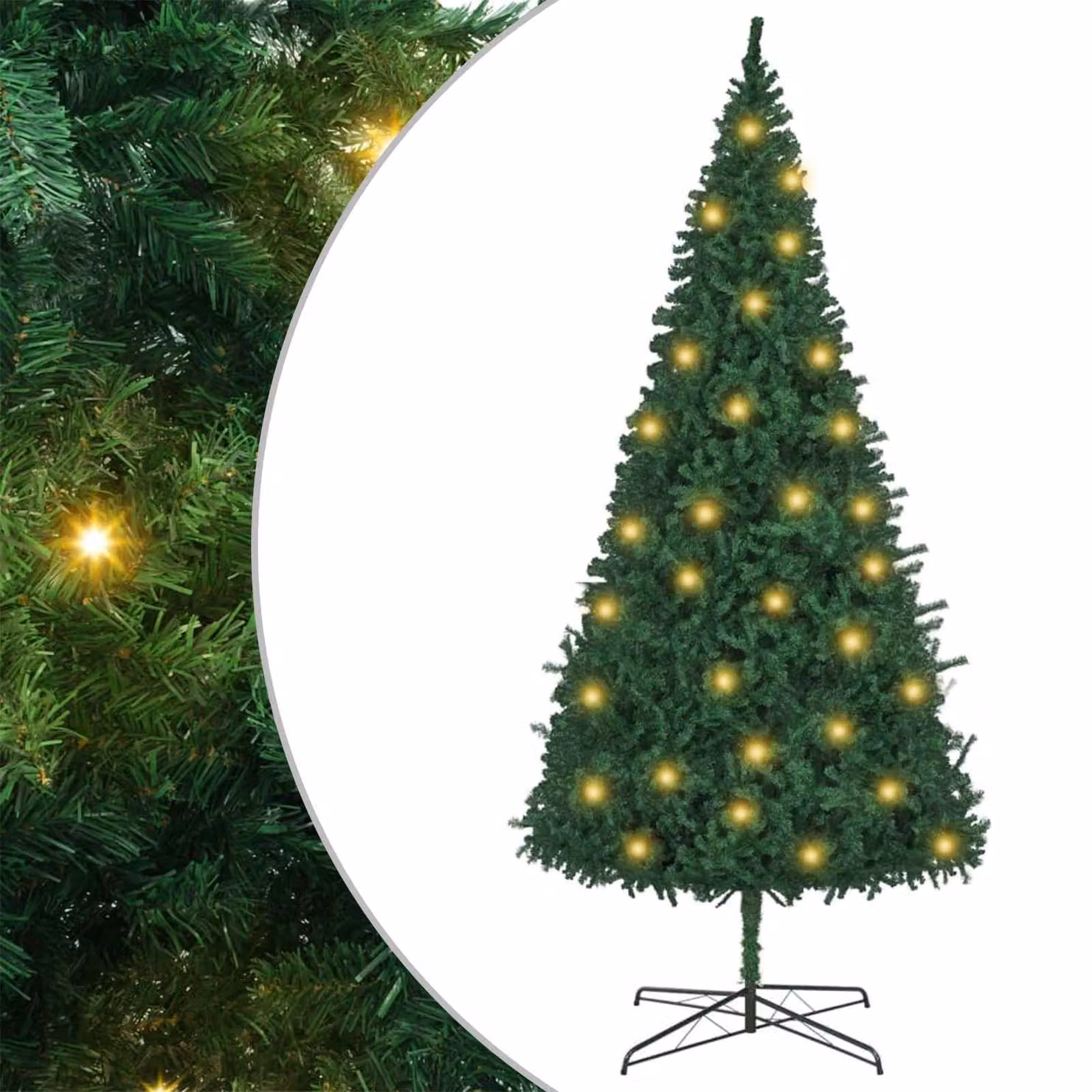 Albero di Natale moderno vidaXL con luci LED verdi in PVC, Altezza: 400 cm