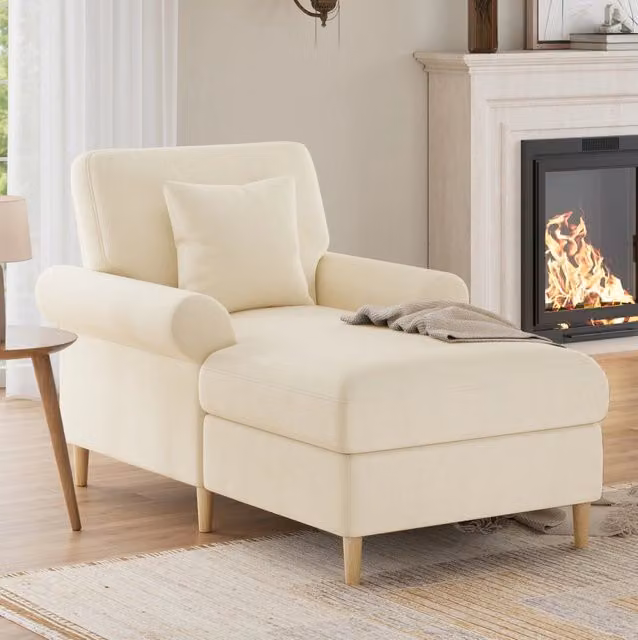 Poltrona reclinabile in velluto beige; 1 posto; 133 × 87 × 90 cm; portata 150 kg; cuscino incluso