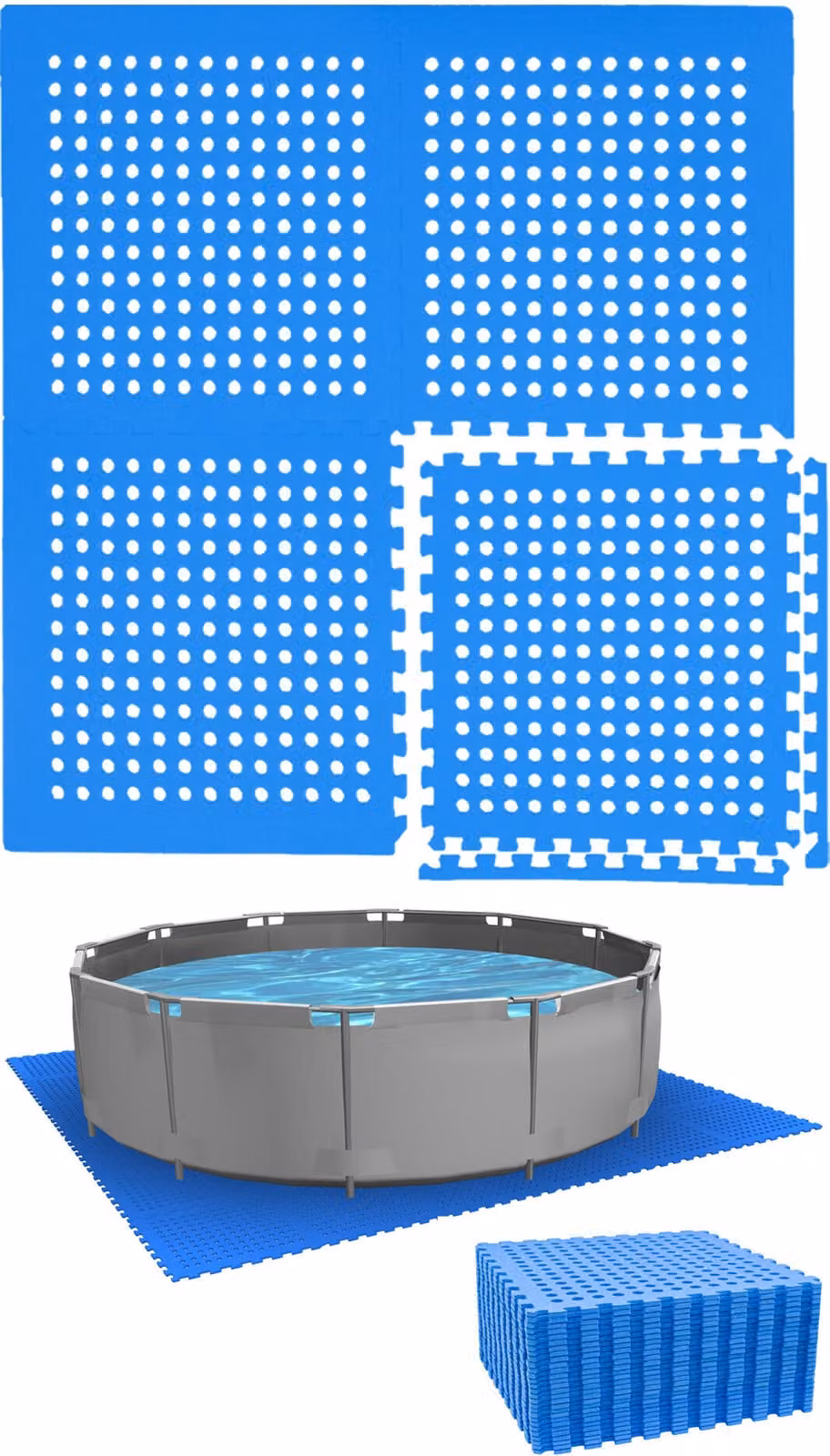 Sottotappeto per piscina da 244 cm - 28 tappetini in EVA - Set di tappetini da 1 cm per esterni