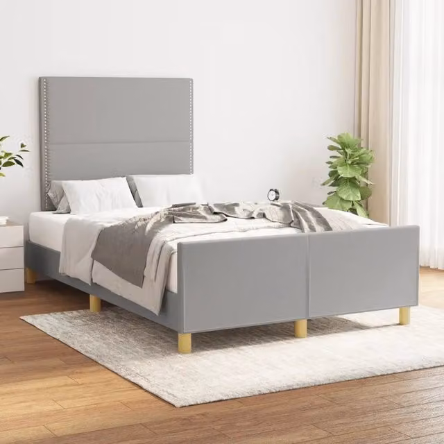 Giroletto senza Materasso-Struttura Letto Grigio Chiaro 120x190 cm in Tessuto 697022
