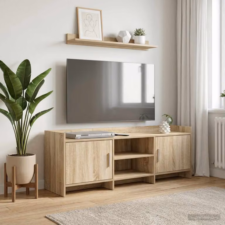 Mobile TV vidaXL in legno ingegnerizzato e metallo, colore Rovere Sonoma, L 130 x P 33 x H 47 cm