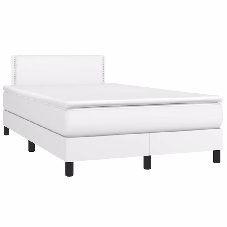 vidaXL Giroletto con Materasso Ibrido e LED Bianco in Similpelle con Porte USB L/P/H: 120 x 200 cm