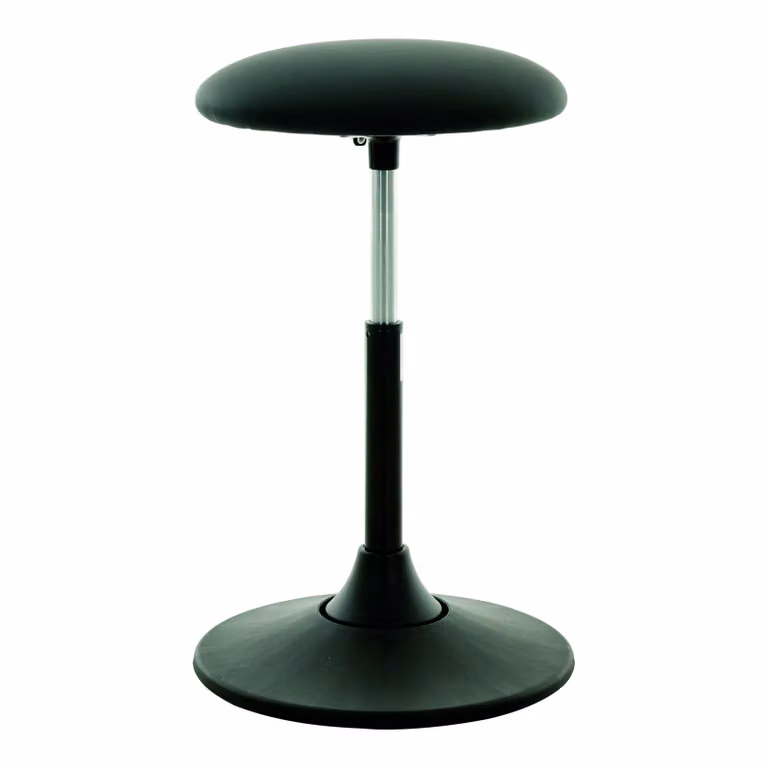 STIER Sgabello multi-movimento, seduta in Pelle finta, nero, regolabile in altezza 50-70 cm