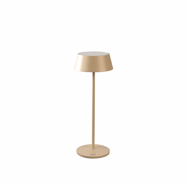 Konstsmide 7839-330 Menton USB lampada da tavolo | color sabbia | per interni | senza fili | 2200K/2700K | 9-20 h di durata della batteria | 11 x 11 x 30 cm | inclusa stazione di ricarica