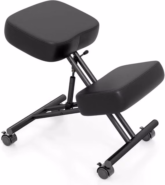Sedia da ufficio ergonomica HELLOSHOP26 in similpelle nera con altezza regolabile e ruote, H 72 cm x L 46 cm x P 54 cm