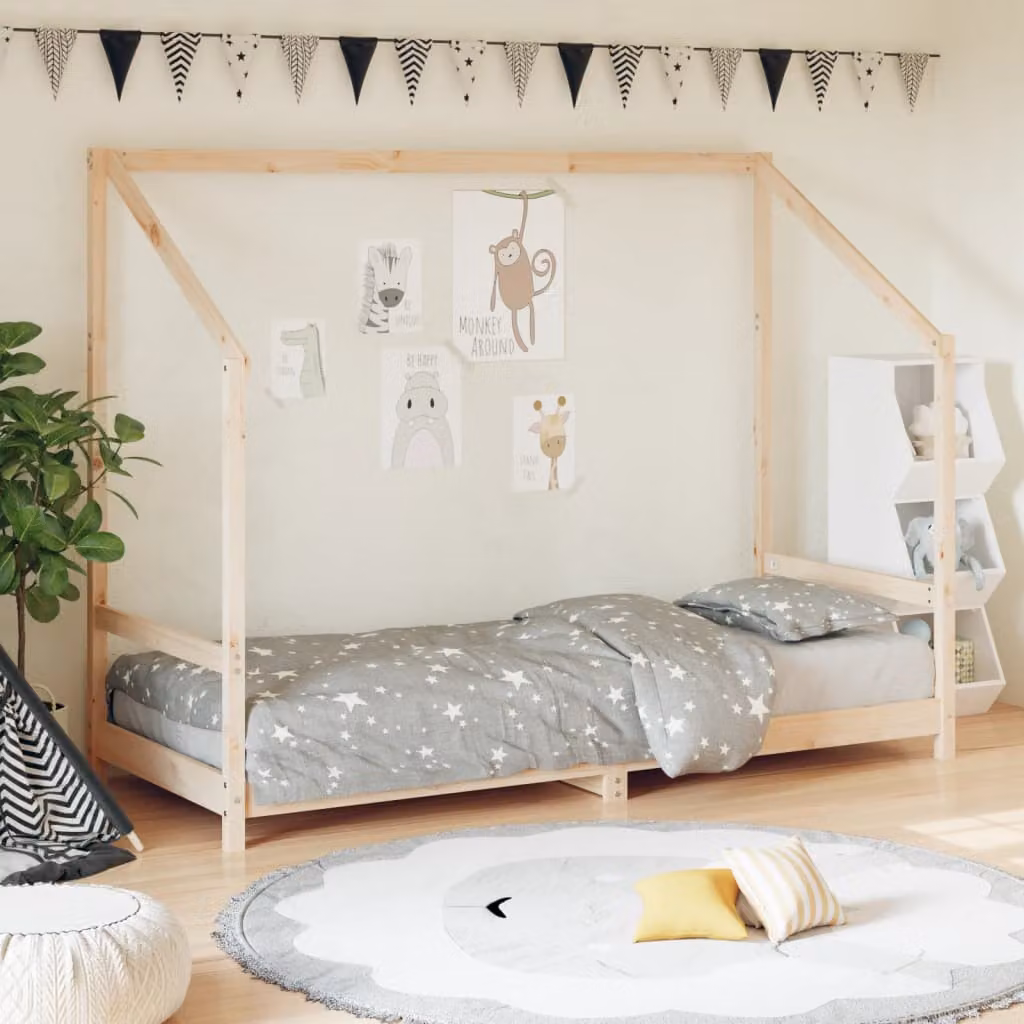 vidaXL Giroletto per Bambini in Legno Massello di Pino Rustico L: 200 cm, P: 80 cm