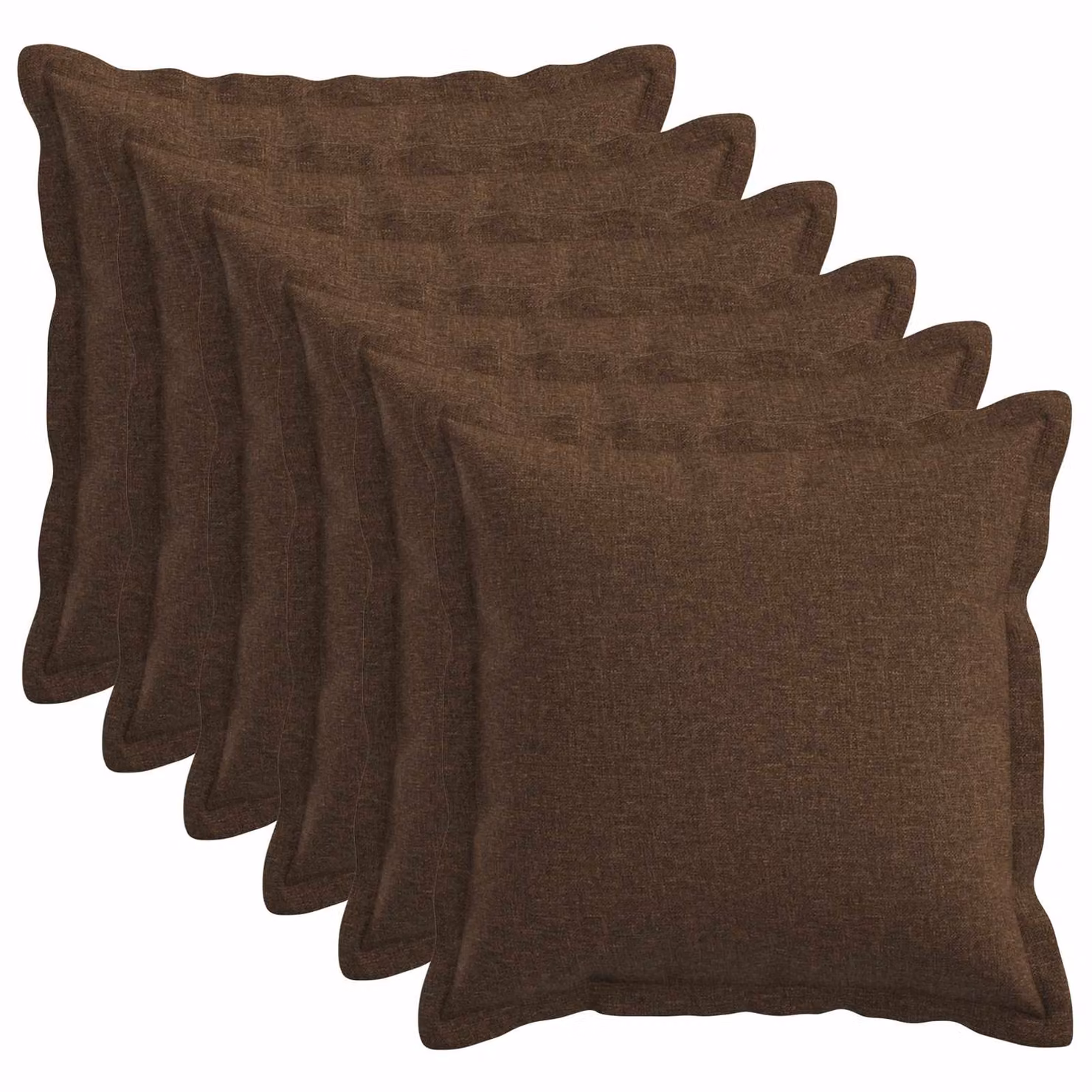 Set di 6 cuscini quadrati vidaXL HOUTEN in lino marrone, L/P/H: 30 x 30 x 30 cm