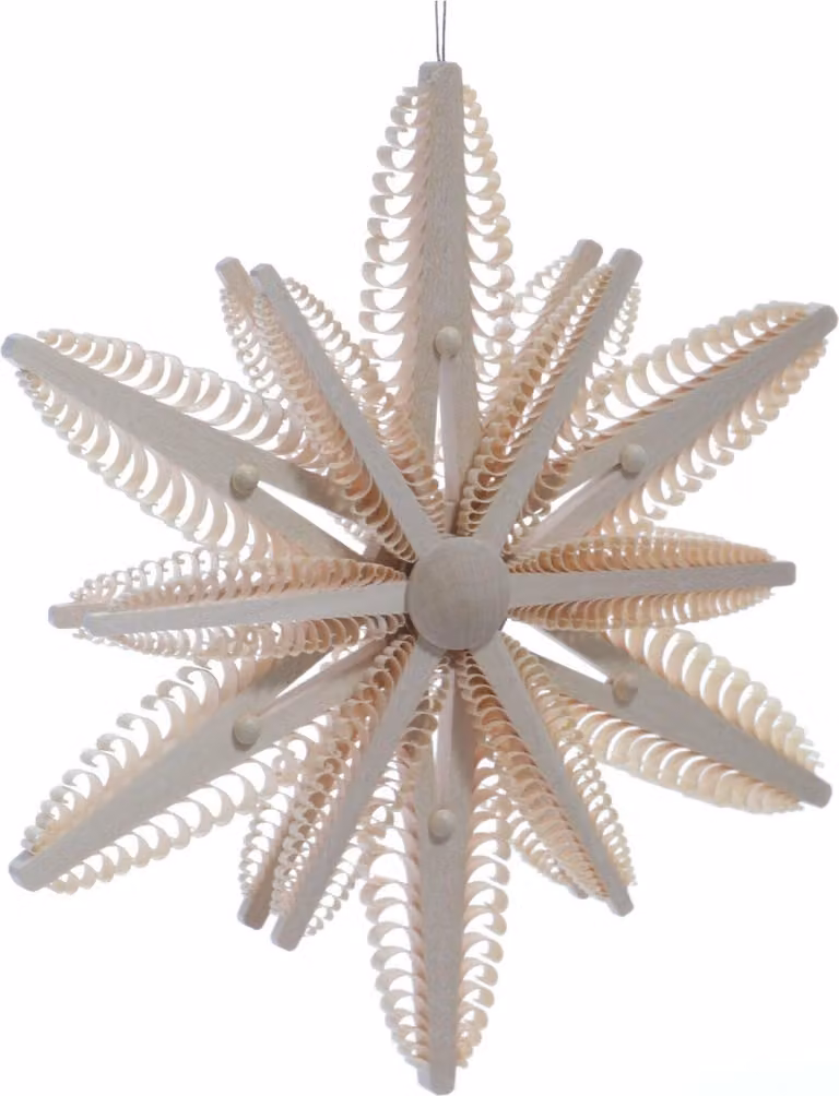 Decorazione per finestra a forma di stella di Natale, con 3 livelli e piccoli alberelli di legno, diametro 19 cm, NUOVA