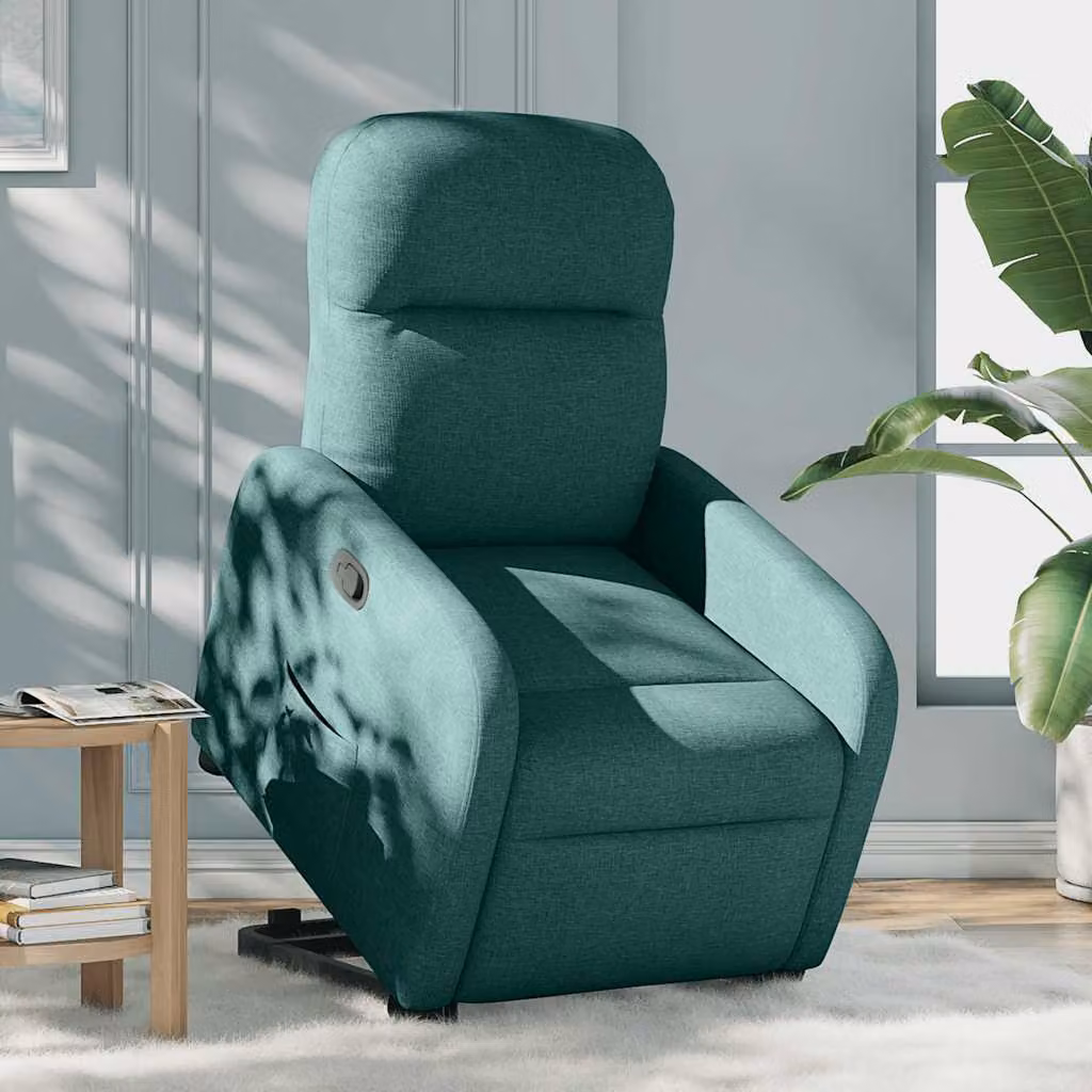 vidaXL Poltrona Alzapersona Reclinabile Verde Scuro in Tessuto