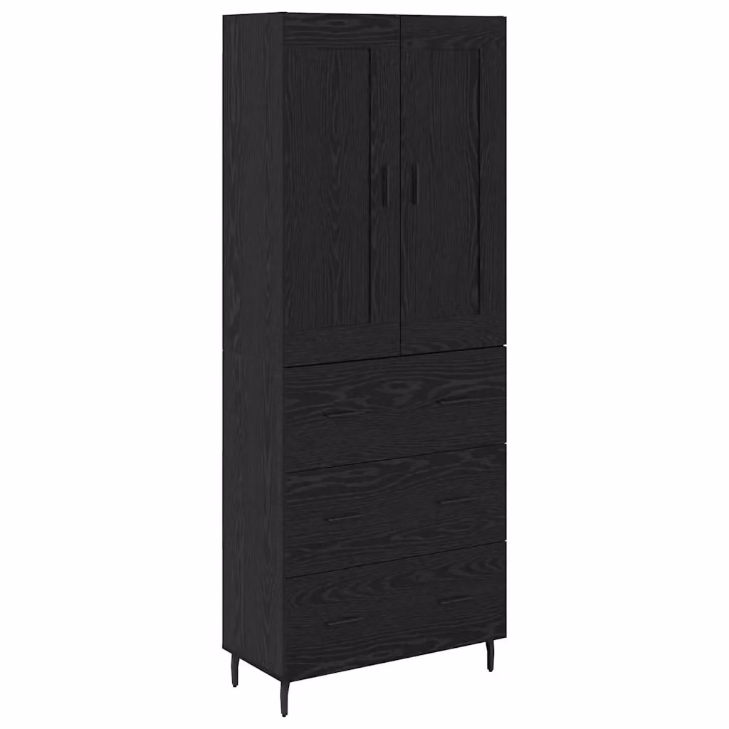 Set di 2 credenze vidaXL in stile minimalista colore nero L: 69,5 cm, P: 34 cm, H: 180 cm – 2