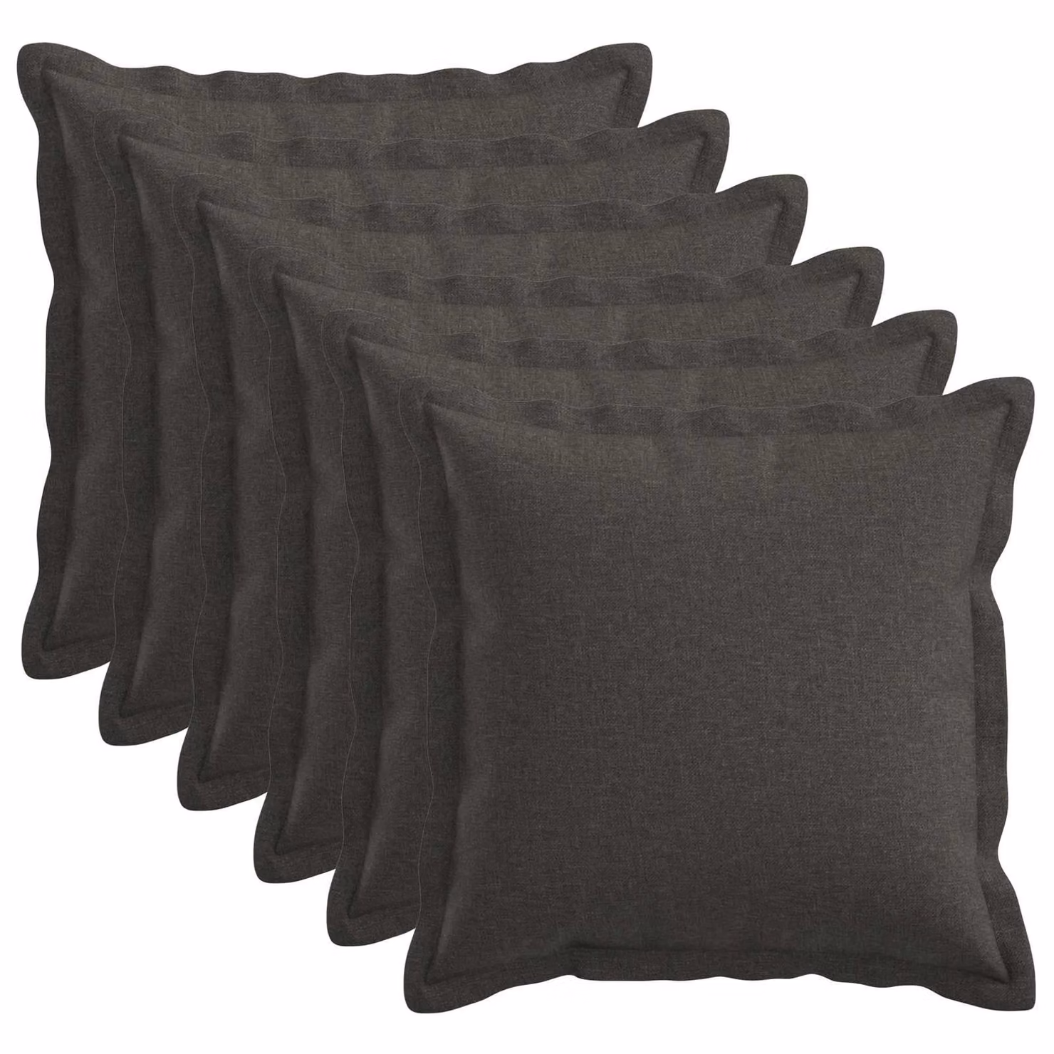 Set di 6 cuscini quadrati vidaXL HOUTEN in lino grigio scuro, 35 x 35 x 35 cm