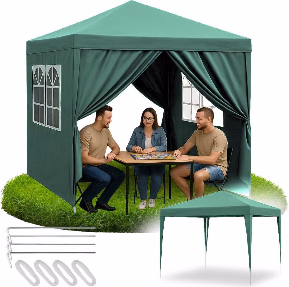 Padiglione da giardino, tenda commerciale, padiglione per feste, 4 pareti laterali, finestra, XXL