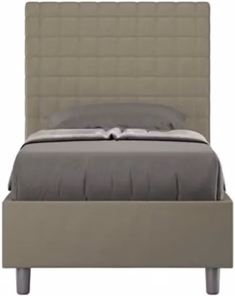 Letto singolo con rete imbottito 80x210 similpelle cappuccino Sunny