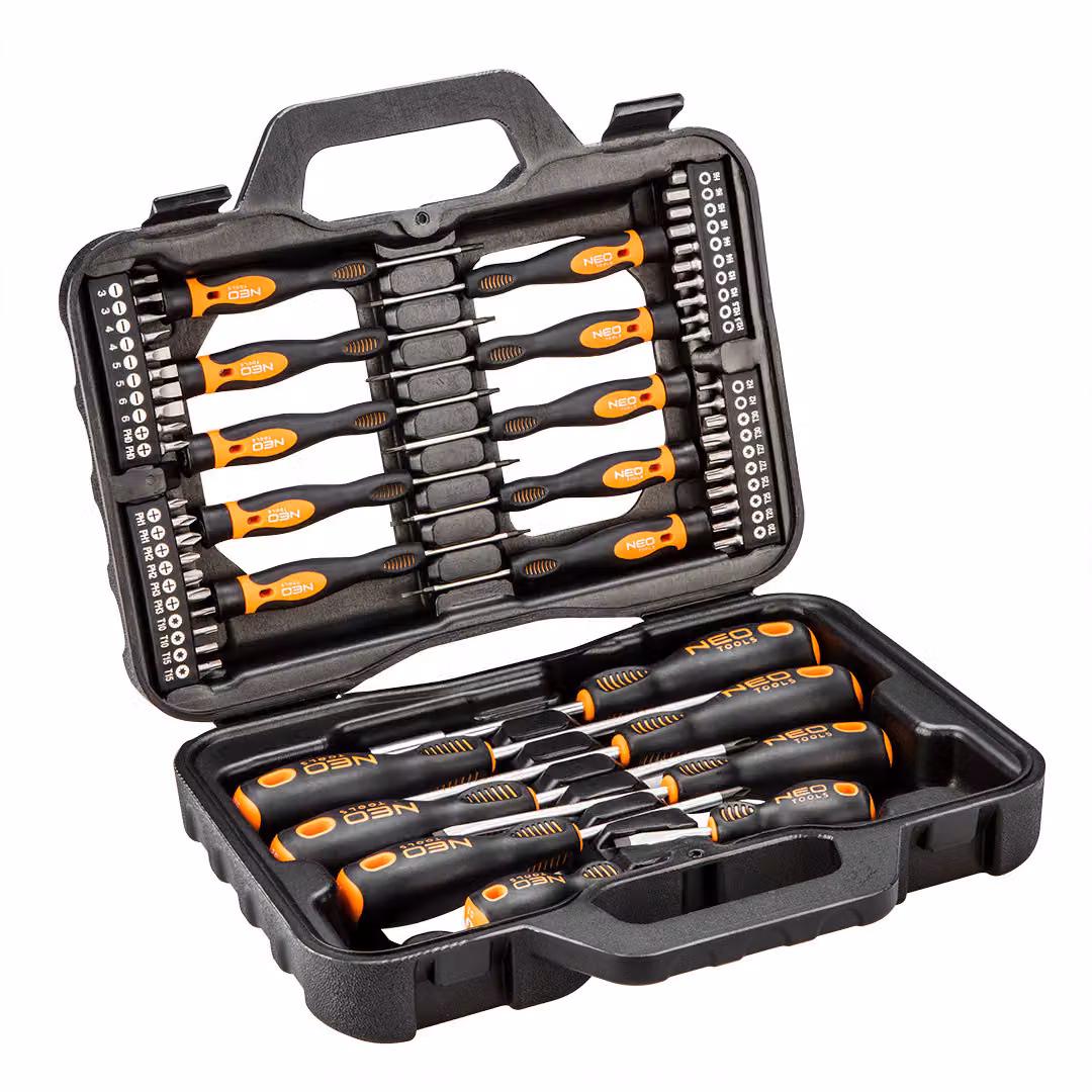 NEO TOOLS Set di cacciaviti e punte per cacciavite, 58 pezzi.
