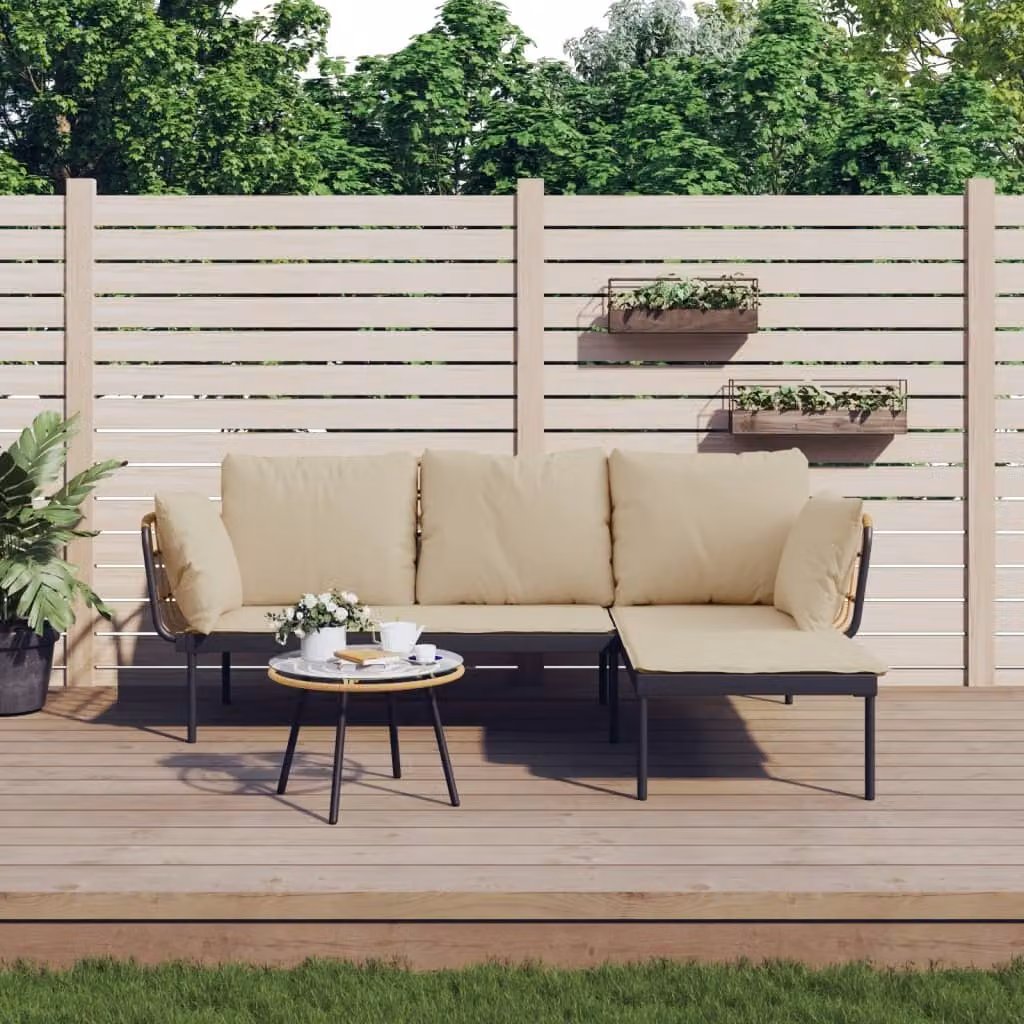 Maison Exclusive - Set da giardino 3 pezzi con cuscini in polyrattan beige