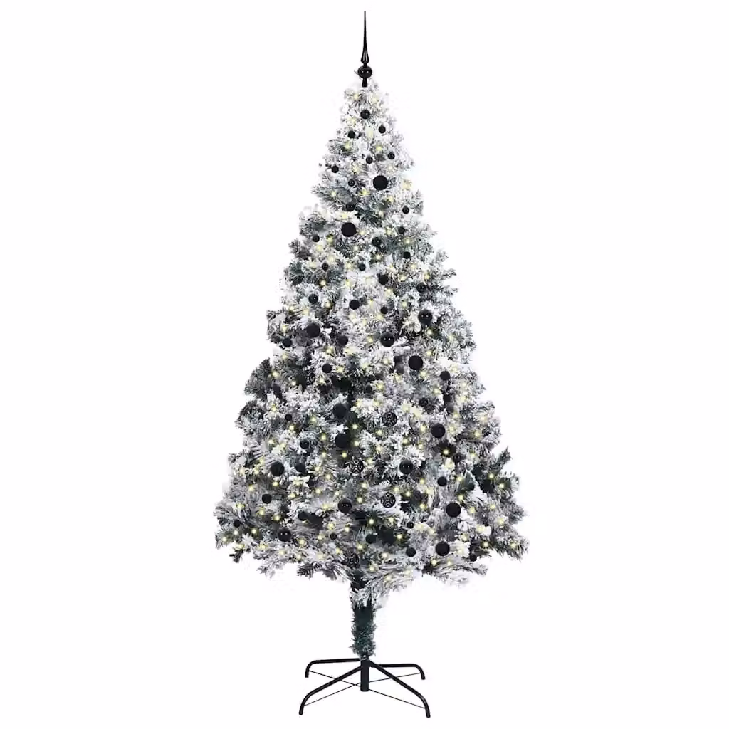 Albero di Natale Artificiale Moderno vidaXL Bianco con 300 LED Luce Bianca Calda, Altezza: 240 cm – 2