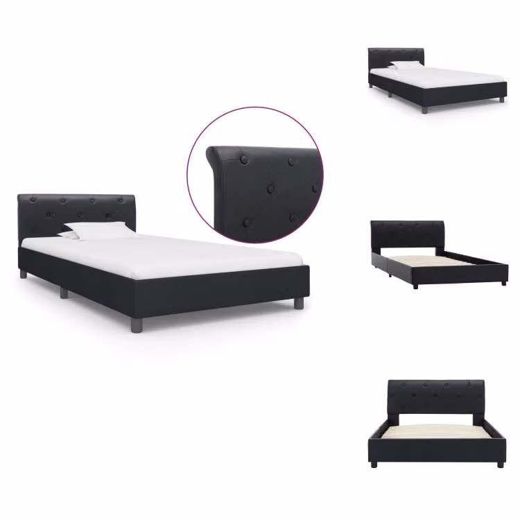 vidaXL Struttura letto in Pelle finta nera 100 × 200 cm - Letti e strutture letto