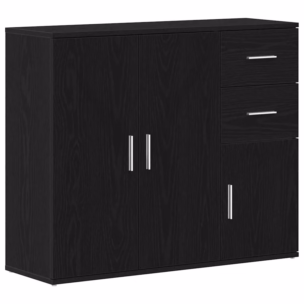 Credenza Buffet Armadio Design Mania in Legno di Rovere Nero per Cucina e Soggiorno L: 91 cm, P: 29,5 cm, H: 75 cm – 2