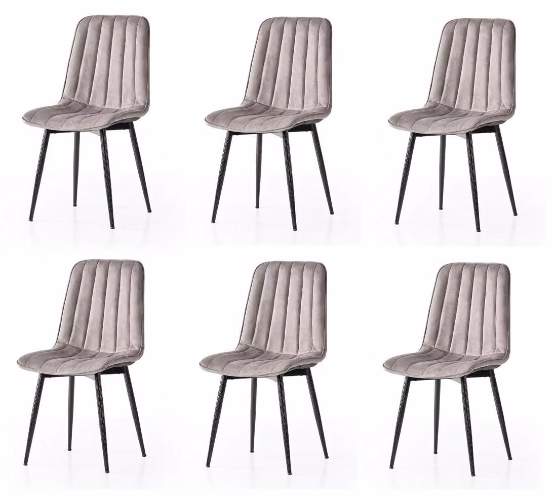 Set per sala da pranzo, 6 sedie, imbottite, comode, moderne, confortevoli, grigie, eleganti