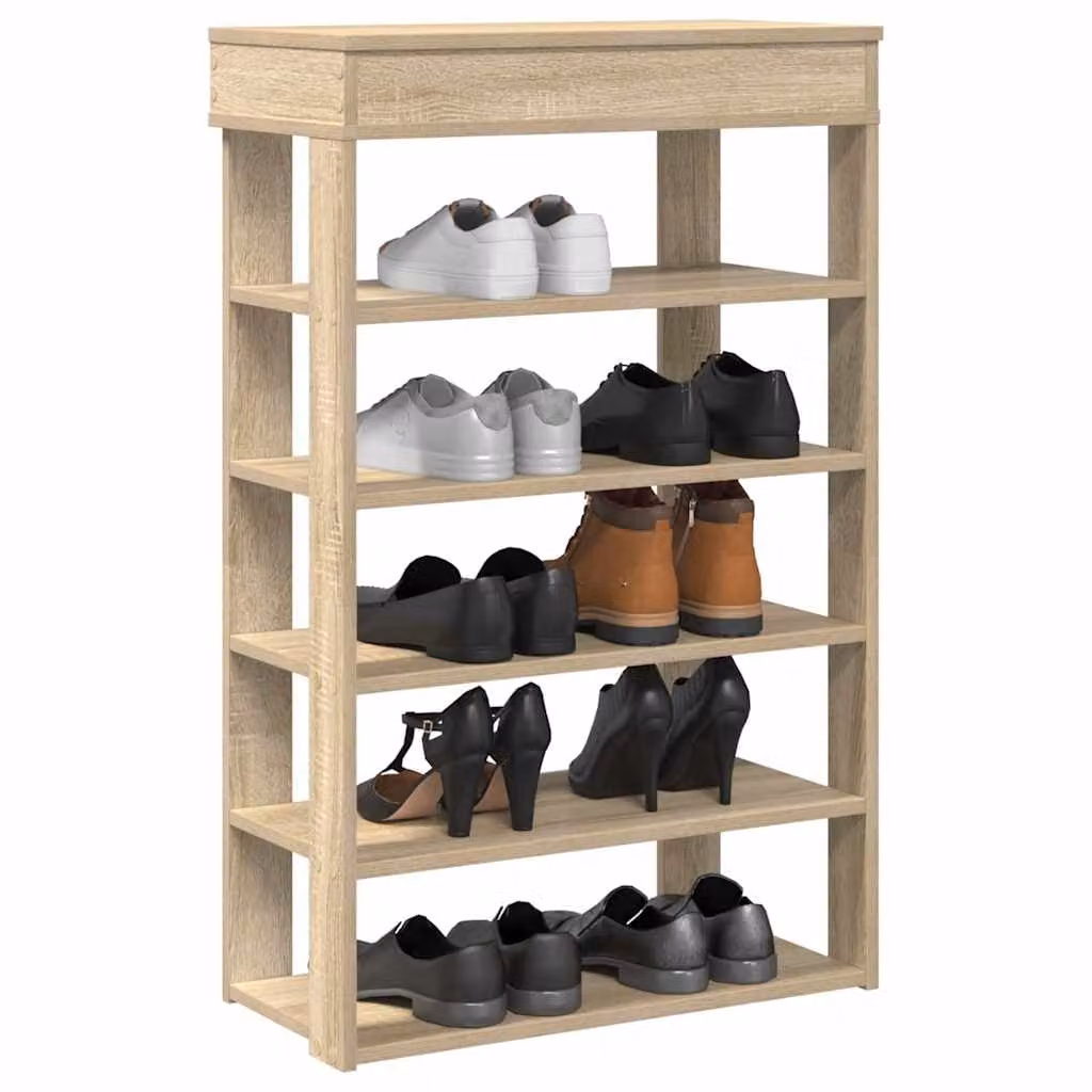 Scarpiera moderna vidaXL in legno marrone con ripiani piatti, da appendere a parete, L: 60 cm, P: 30 cm, H: 98 cm