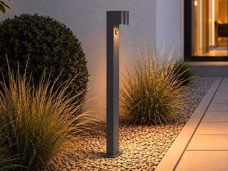 Lampada da giardino a palo antracite con sensore di movimento, altezza 100 cm, con LED GU10