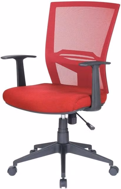 Sedia da ufficio Eulalia DMORA, Poltrona direzionale ergonomica con braccioli e rete, L: 59 cm, H: 96/106 cm, Colore Rosso – 1