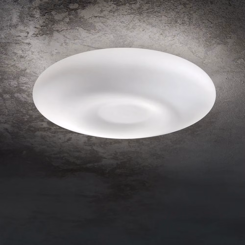 Plafoniera Moderna Glory IDEAL LUX in Vetro Bianco e Metallo Argentato con 3 Luci E27, Diametro: 50 cm – 2
