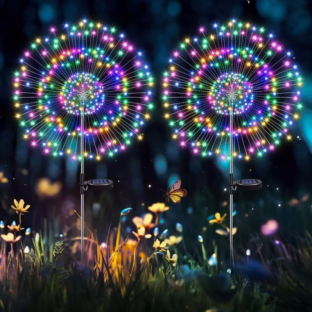 HELESIN, 2 luci solari per decorazioni da giardino, per uso esterno, confezione da 2, con 2 modalità di illuminazione. Ideali per decorare il giardino, resistenti alle intemperie, con 120 LED. Lampade solari per esterni, perfette per vialetti, cortili e d