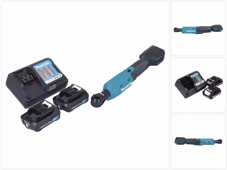 Avvitatore a cricchetto a batteria Makita WR 100 DWA 12 V 47,5 Nm 1/4" 3/8" + 2 batterie da 2,0 Ah + caricabatterie