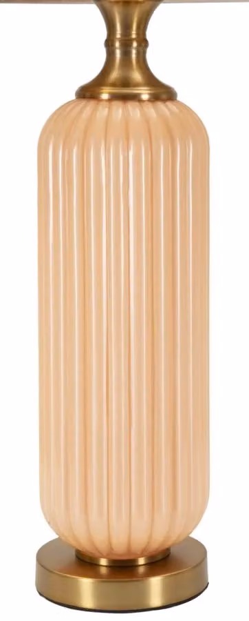 Lampada da Tavolo Perly GIORDANOSHOP in Vetro, Metallo e Tessuto Beige e Oro, Ø 35,5 x H 64 cm – 2